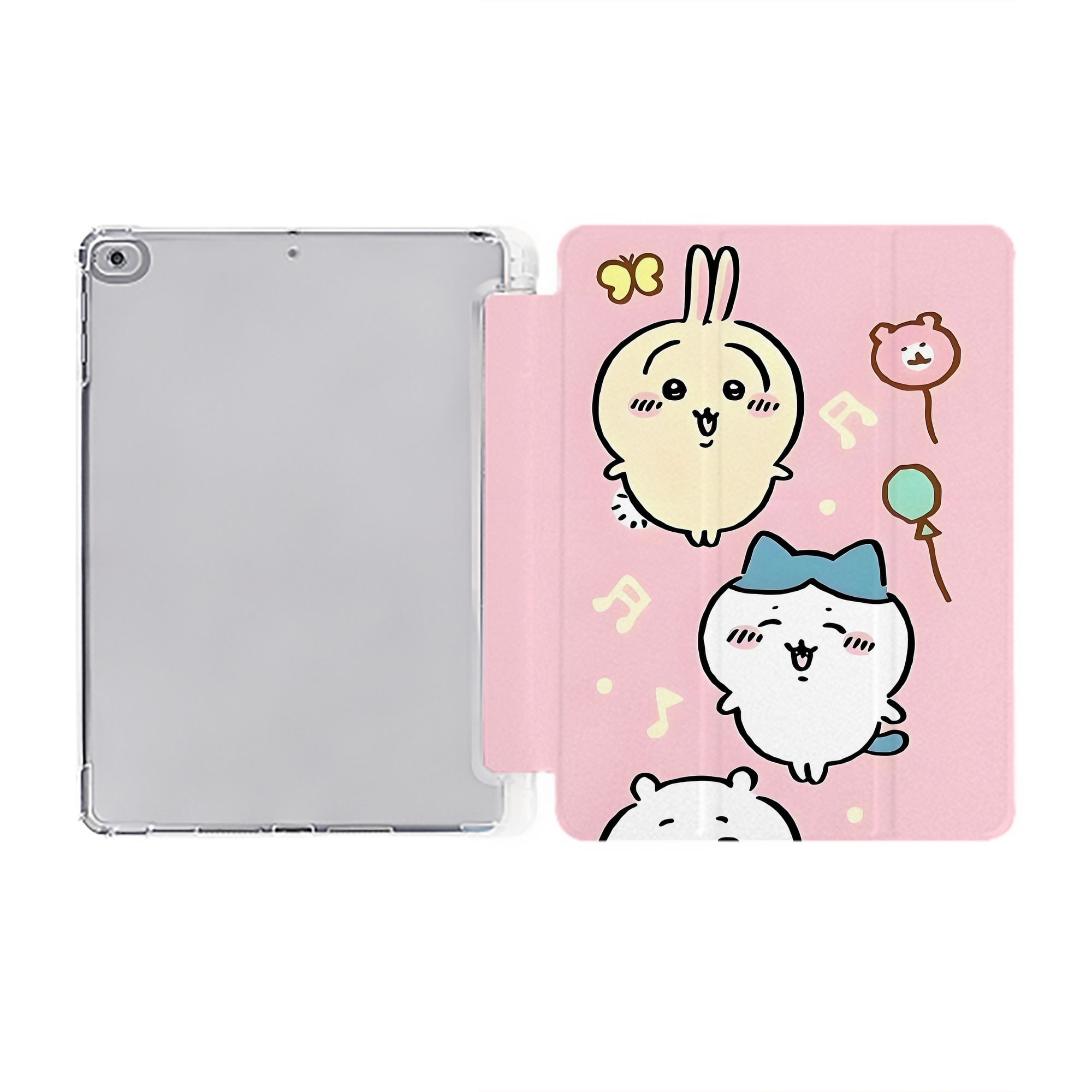 （画像用） ちいかわ Chii-kawa IPad ケース ペン収納付き 三つ折りスタンド PUレザー×シリコン 対応機種9.5/10.5/10.9インチ